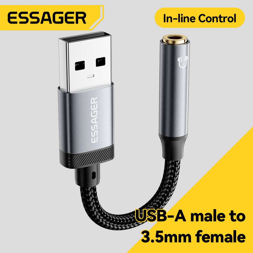 Wired Earphone Lightning - Essager USB To 3.5mm Audio Cable