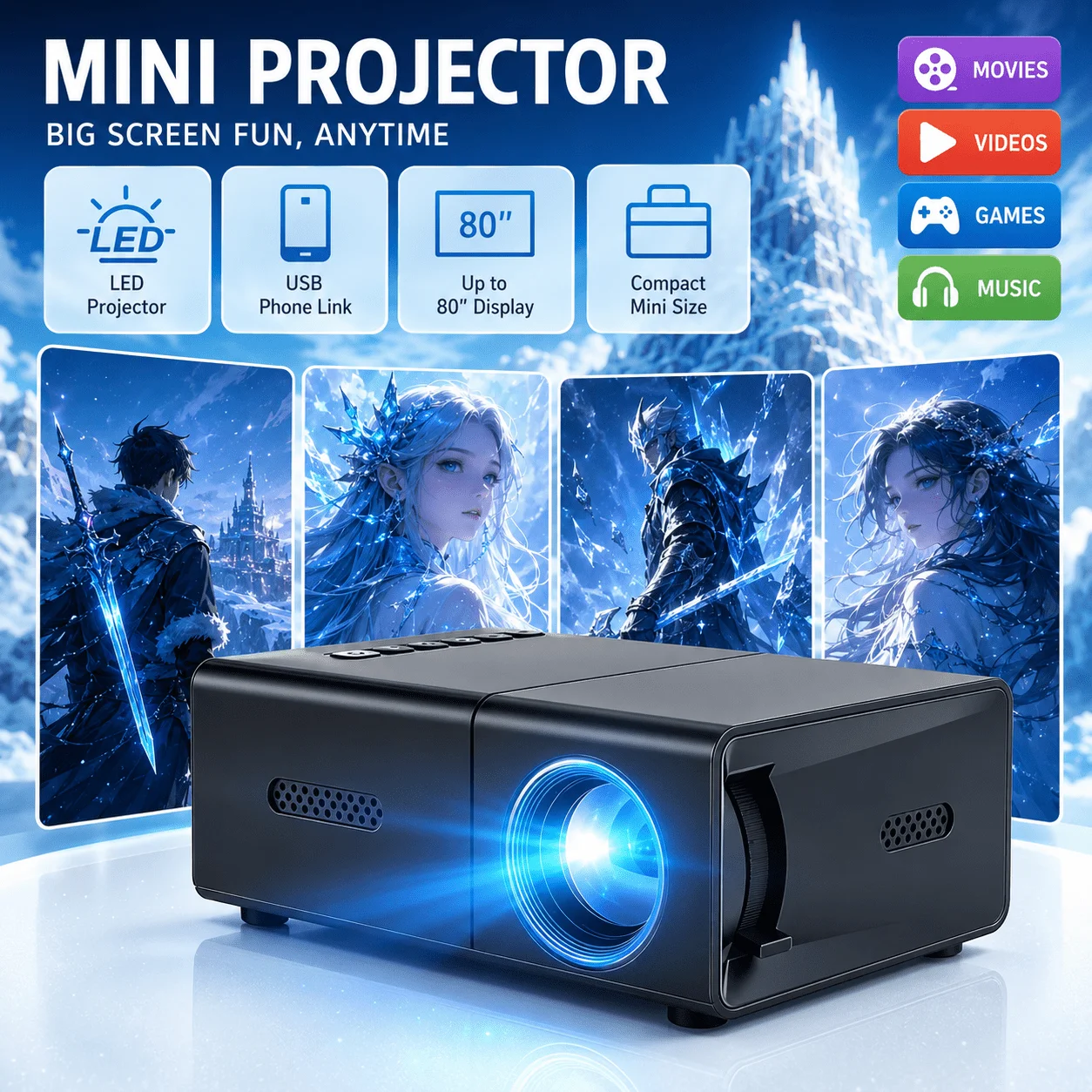 Mini portable projector, compa - Android Tablet Gaming Accessories review and price