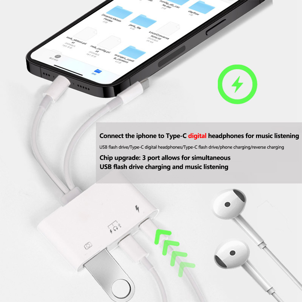 2 in 1 Lightning Type C to USB - Wired Earphone Lightning review and price